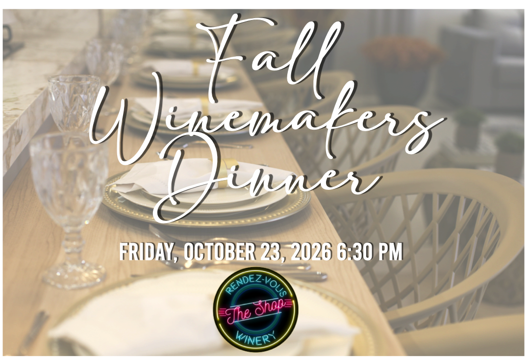 Elegant table setting for Fall Winemakers Dinner at Rendez-vous Winery on October 23, 2026.