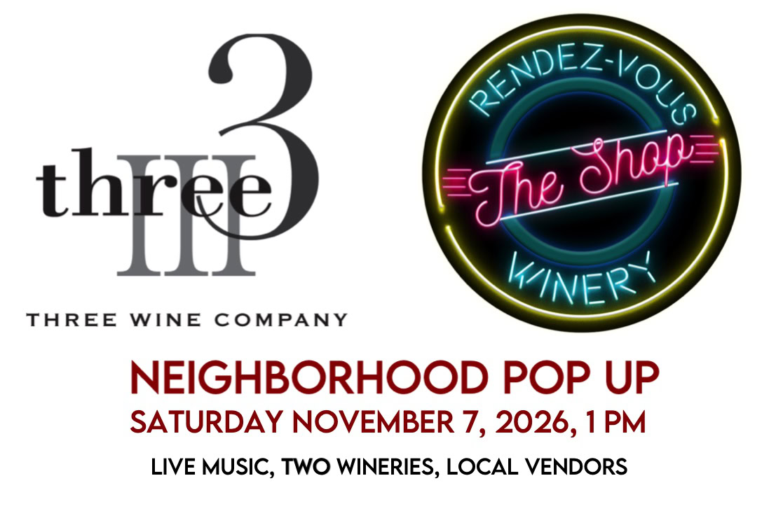Neon sign for Rendez-vous Winery's The Shop at neighborhood pop-up event in November 2026.